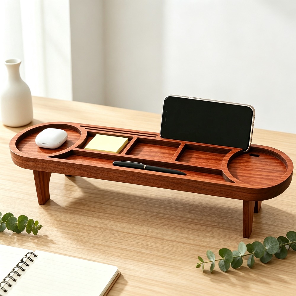 Wooden Desk Organizer with Pho - Tech Office Accessories recension och pris