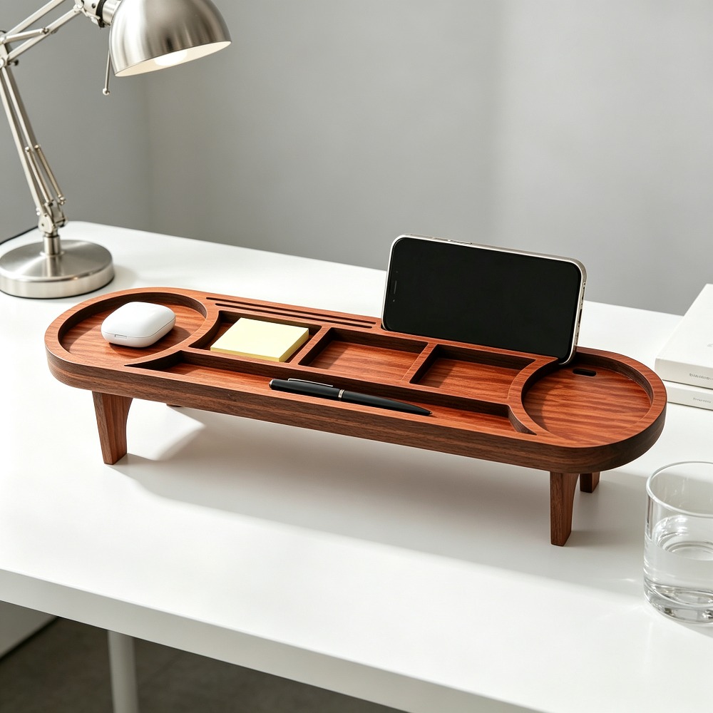 Wooden Desk Organizer with Pho - Tech Office Accessories recension och pris