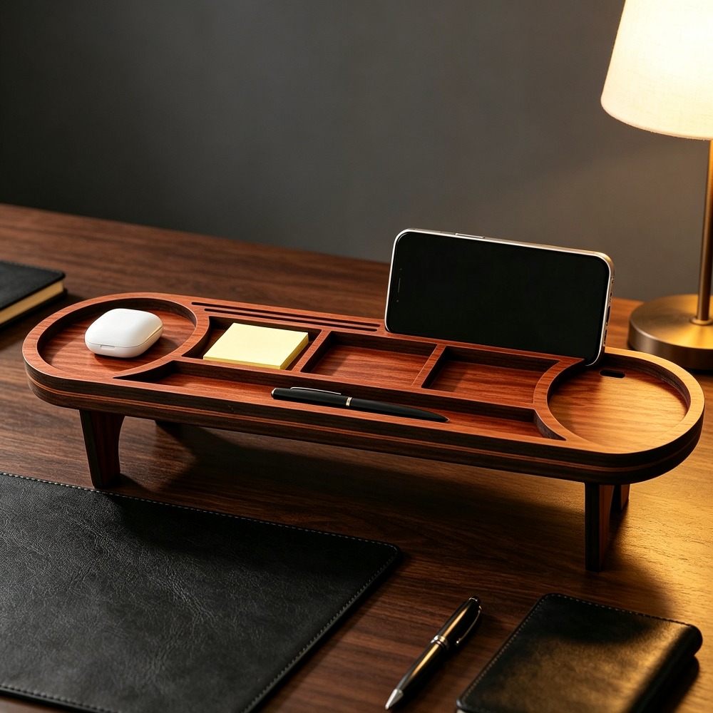Wooden Desk Organizer with Pho - Tech Office Accessories recension och pris